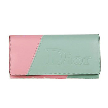 dior bi-fold wallet calfskin 119 lightblue&pink - Click Image to Close